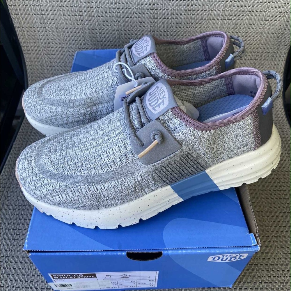 Hey Dude Sirocco W Sport Stripe Grey Women Sneakers Size 5